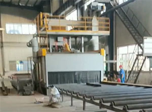 濟南鋼板預處理生產線安裝現場，包括拋丸機、噴漆室、烘干室等